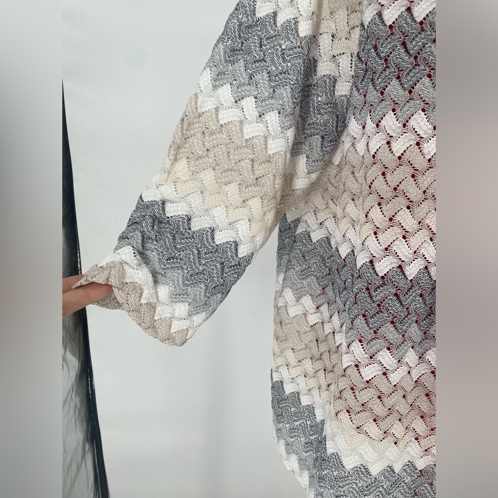2FOR$20 Alfred Dunner Crocheted Style Color Block Striped Cardigan / Duster - Picture 5 of 8